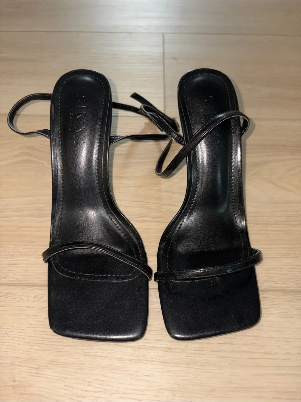 ASOS Black Minimalist Strappy Square-Toe Heels